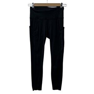 Lululemon Wunder Under Workout Crop Leggings Side Pockets Mid-Rise Black Women 4